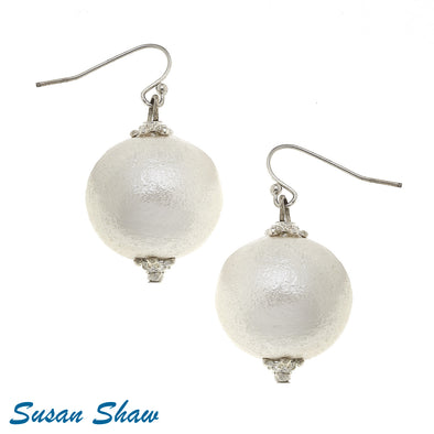 Silver Cotton Pearl Earrings
