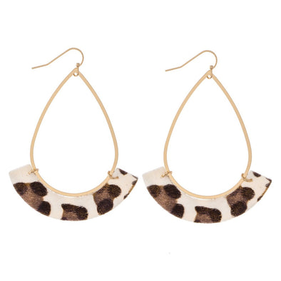 Teardrop Earrings W/ Leopard Accent