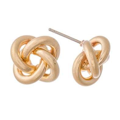 Matte Gold Knot Stud Earrings