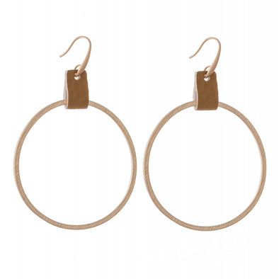 Forward Facing Hoop With Leather Detail Earring