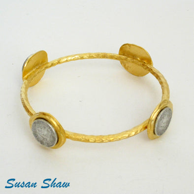 Gold with Silver Coin Bangle