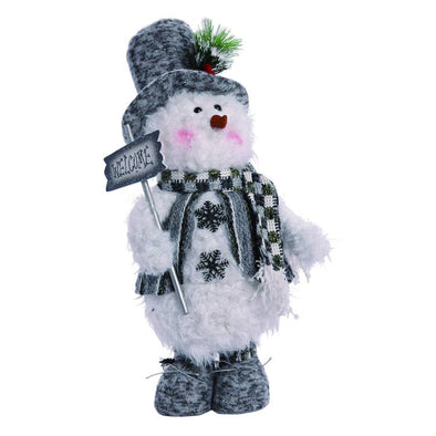 Fabric 15 in. White Christmas Plush Standing Fuzzy Snowman