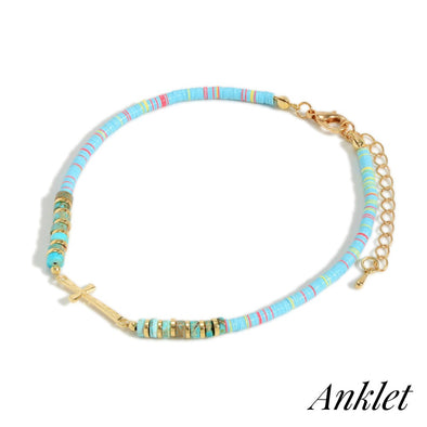 Cross Beaded Anklet (2 Colors)