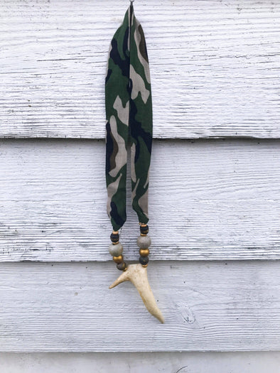 Camo Antler Strapped With Grace Necklace