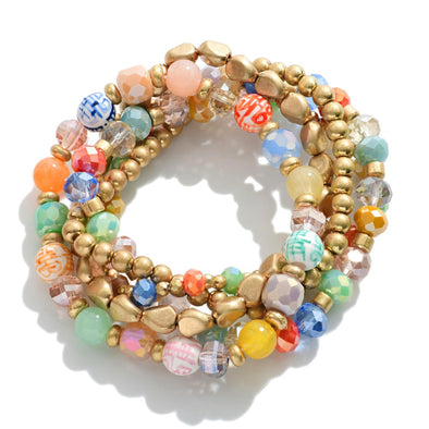 Multi Color Chinoiserie Bracelet Set