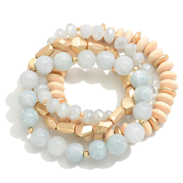 Set Of 4 Light Blue Bracelets