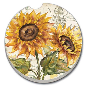 Tuscan Sunflower Absorbent Stone Car Coaster