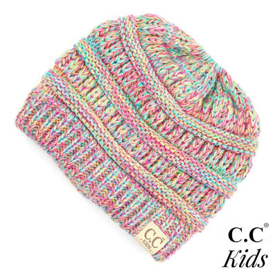 CC Kids Rainbow Knit Ponytail Beanie
