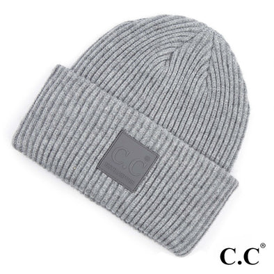 CC Ribbed Rubber Patch Beanie