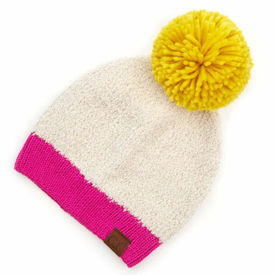 CC Sherpa Knit Yarn Pom Beanie