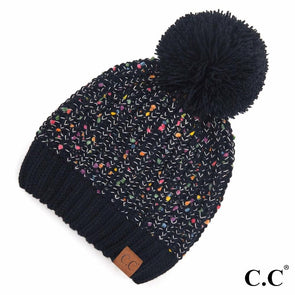 CC Confetti Chenille Knit Pom Beanie (Multiple Colors)