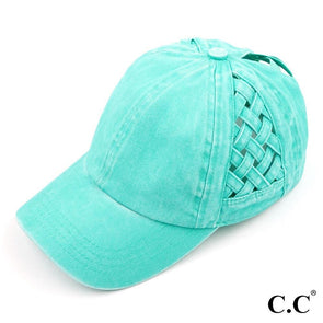C.C. Mint Criss Cross Pony Hat