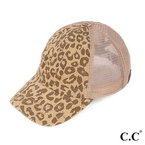 C.C. Leopard Criss Cross Pony Hat