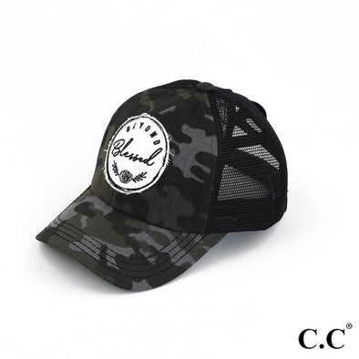 C.C. Beyond Blessed Patch Criss-Cross Pony Hat