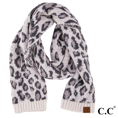 CC Grey Leopard Scarf