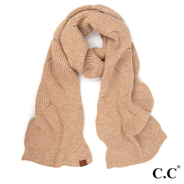 CC Cable Pattern Sequin Scarf (Multiple Colors)