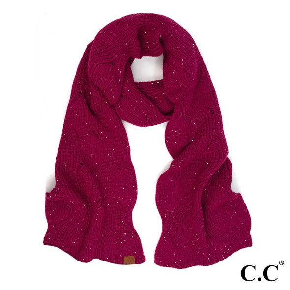 CC Cable Pattern Sequin Scarf (Multiple Colors)