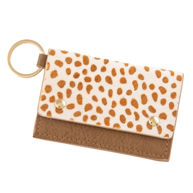 Caramel Cheetah Credit Card Holder Keychain