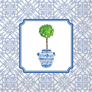 Blue Topiary Paper Cocktail Napkin