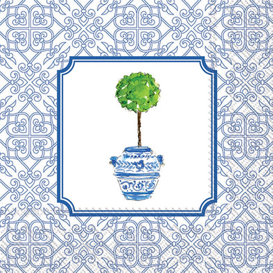 Blue Topiary Paper Cocktail Napkin
