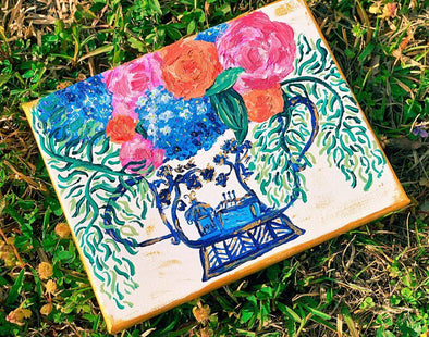Blue Willow Flower Painting