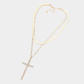 Layered Statement Cross Necklace