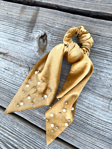 Velvet Mustard Scarf Scrunchies