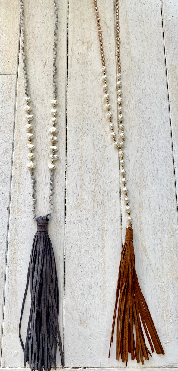 Jane Marie Handknotted with Leather Tassel
