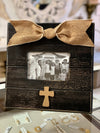 Wooden Cross Frame with Bow