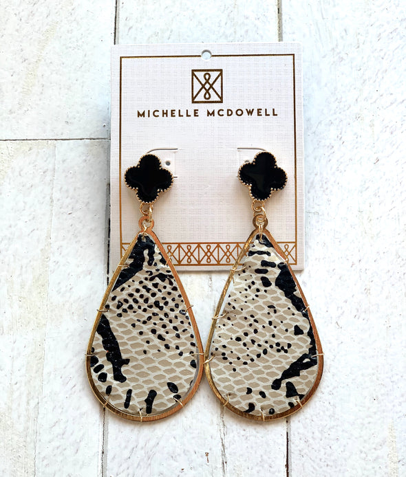 Michelle McDowell Sedona Black Snakeskin Earrings