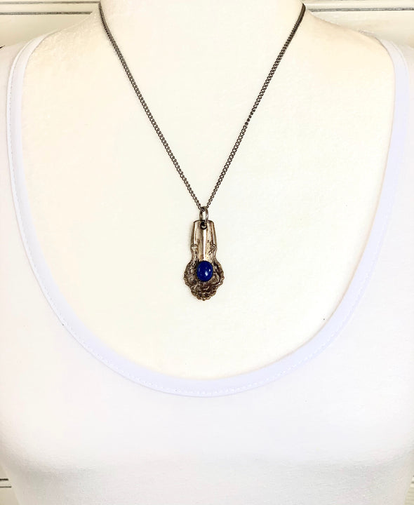 Blue Stone Spoon Handle Necklace