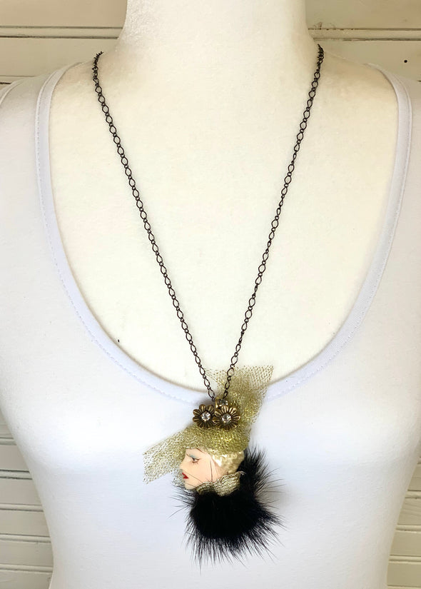 Black And Gold Lady Necklace