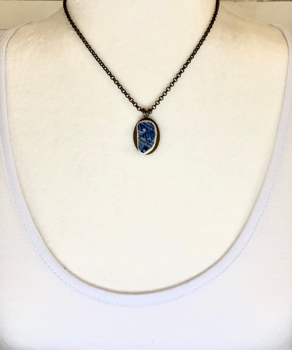 Blue/White Broken China Necklace
