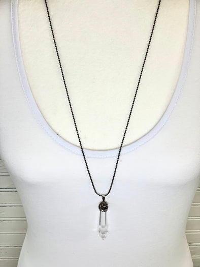 Crystal Clear With Gray Sparkle Necklace