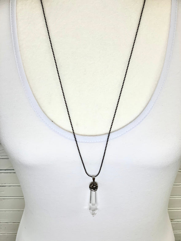 Crystal Clear With Gray Sparkle Necklace