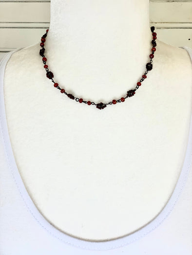 Red Beaded Crystal Necklace