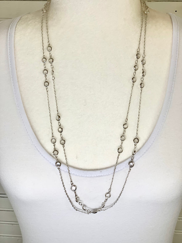 Silver Double Strapped Necklace