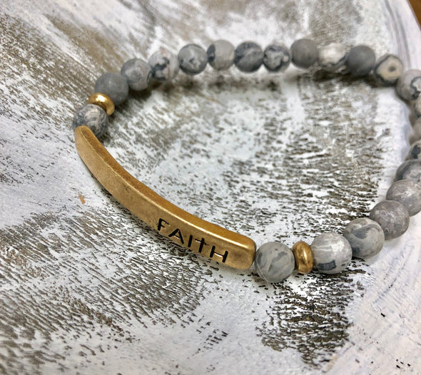 Marble Beaded Faith Bracelet