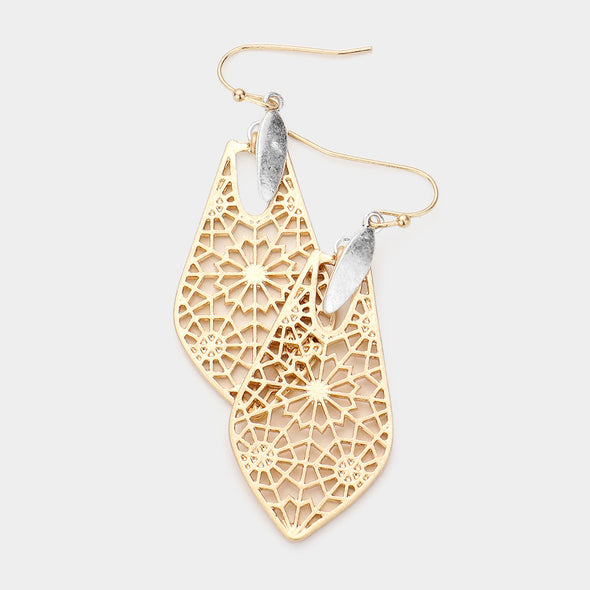 Lacey Dangle Earrings (Gold w/ Silver)