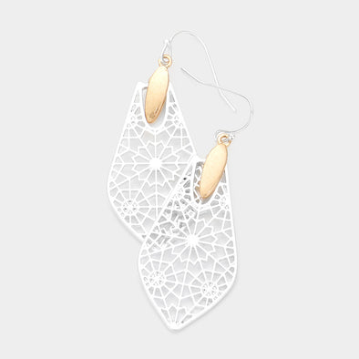 Lacey Dangle Earrings (Silver w/ Gold)