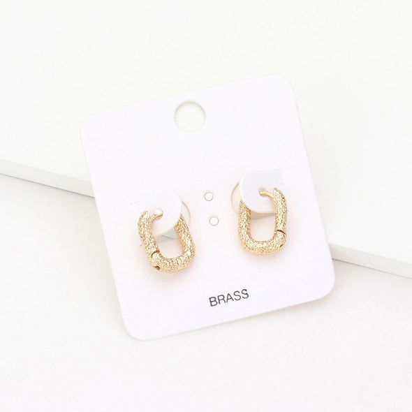 Matte Rectangle Huggie Hoop Earrings (Silver & Gold)