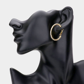 Rhinestone Hoop Earrings (Silver and Gold)