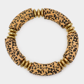 Wood Leopard Tube Bracelet