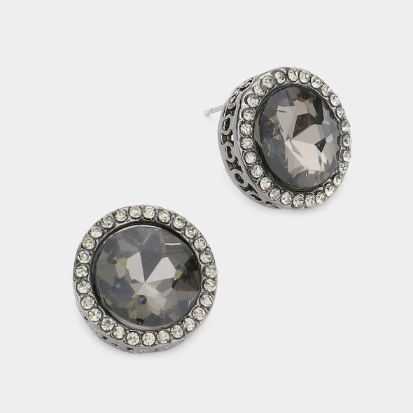 Large Stone Stud Earrings