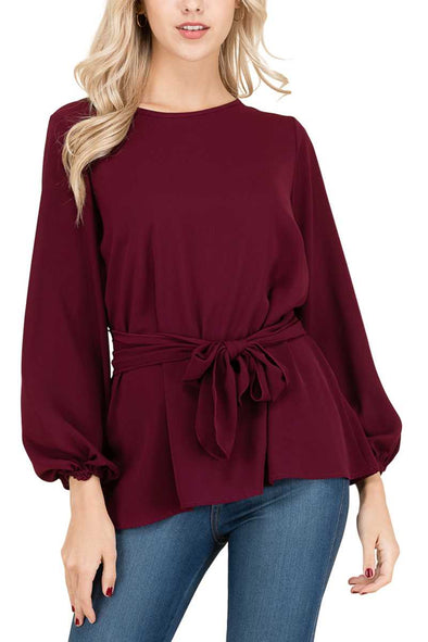 Long Sleeve Bow Detail Blouse