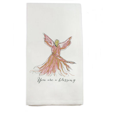 Pink Angel You Are a Blessing Tea Towel