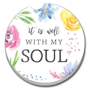 Well With My Soul Absorbent Stone Car Coaster 1 Pack