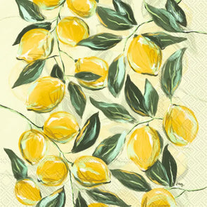 Paper Cocktail Napkin Painterly Lemons