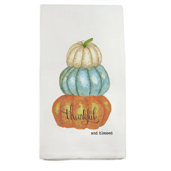 Pumpkins Thankful and Blessed Dish Towel