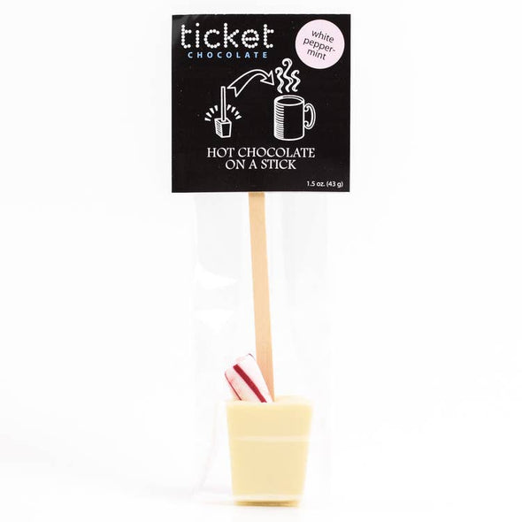White Chocolate Peppermint Hot Chocolate on a Stick - Single